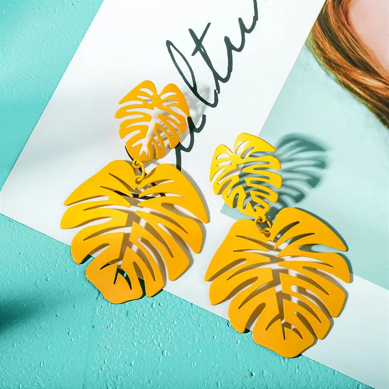 Yellow VCORM корейские классические длинные акриловые золотые Висячие серьги для женщин модные ювелирные изделия винтажные жемчужные металлические серьги-подвески большого размера - Окраска металла: Yellow