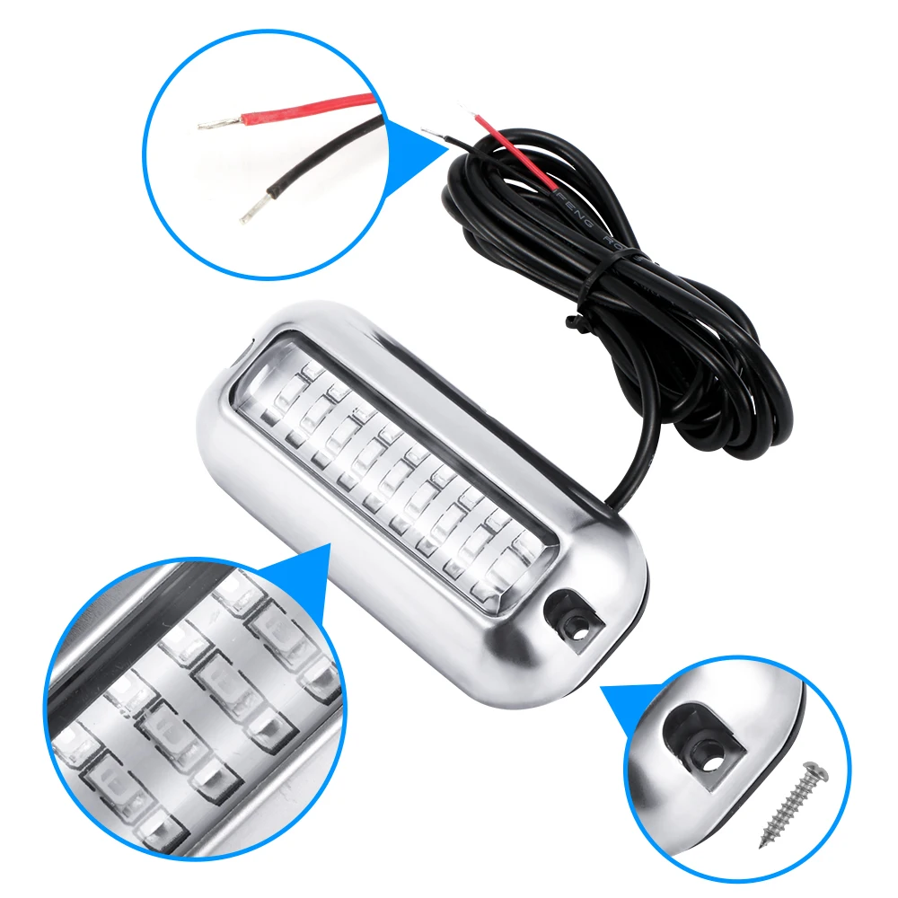 

50W Stainless Steel LED Underwater Pontoon Ocean Ship Beam Light Yacht Stern Light Fishing Night Light