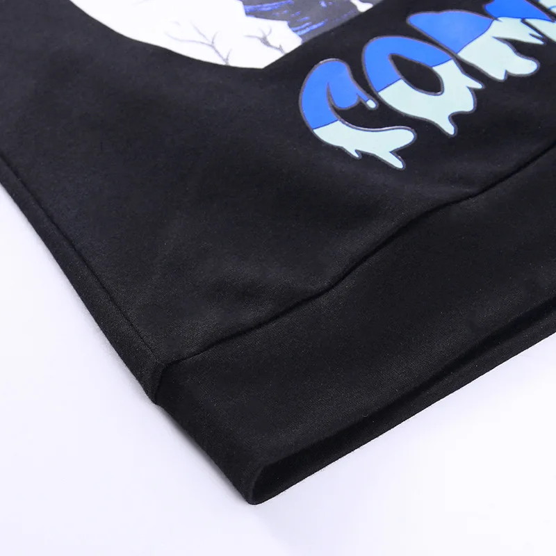 

Black Graphics Letters Printing Hip Hop Halloween Sweatshirt Women Thin Tops Fashion Girls Streetwear Harajuku New Winter Casual