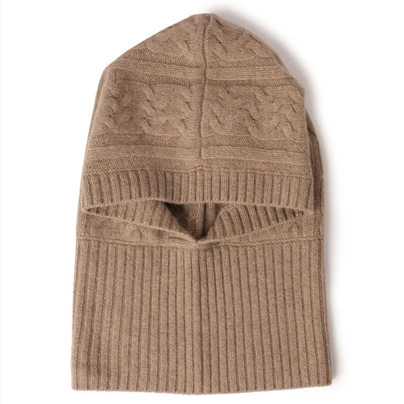 100%cashmere twisted knit women new fashion hooded ring scarfs hats beanies for unisex winter 32*47cm wholesale retail