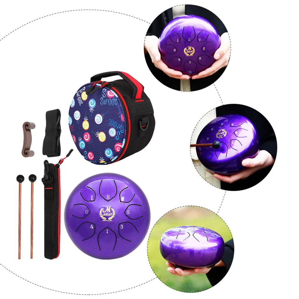 

1Set/7pcs Funny Steel Tongue Drum Kit 6 Inch Hand Drum Percussion Instrument