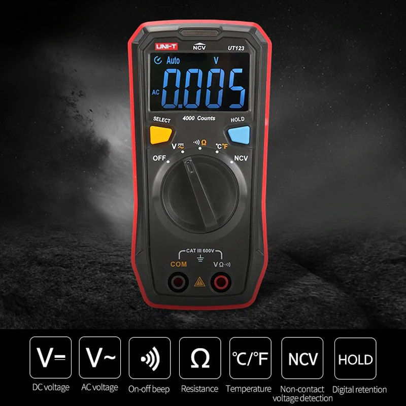 UNI T UT123 мини цифровой мультиметр автоматический диапазон удержания данных 4000