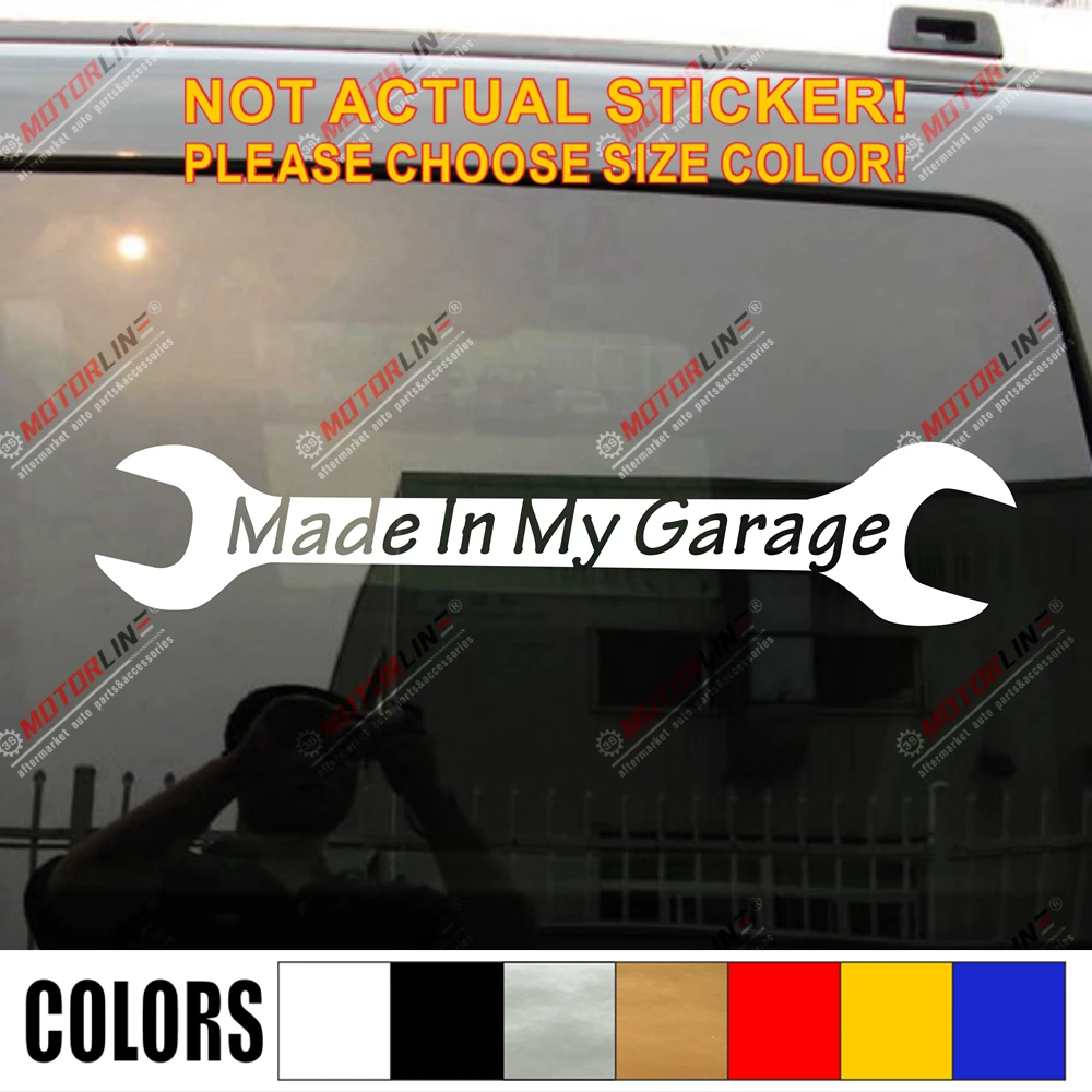 Сделано в моем гараже Веселая наклейка на авто виниловая выбрать размер цвет