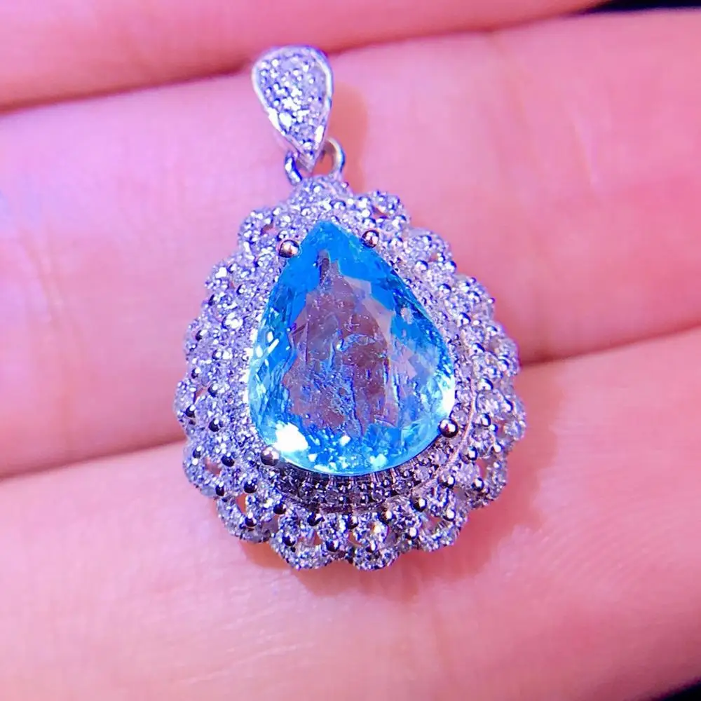 Турмалиновая подвеска Paraiba из натурального золота 18 К 100% натуральный турмалин 2