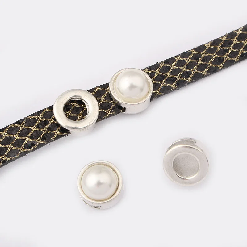 10 шт./лот тибетские серебряные круглые бирюзовые шарики-Слайдеры для плоского