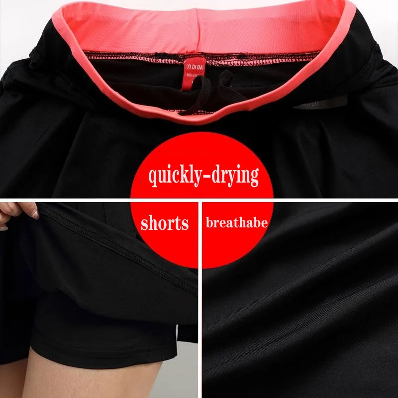 Корейская плиссированная теннисная мини юбка для девушек с шортами