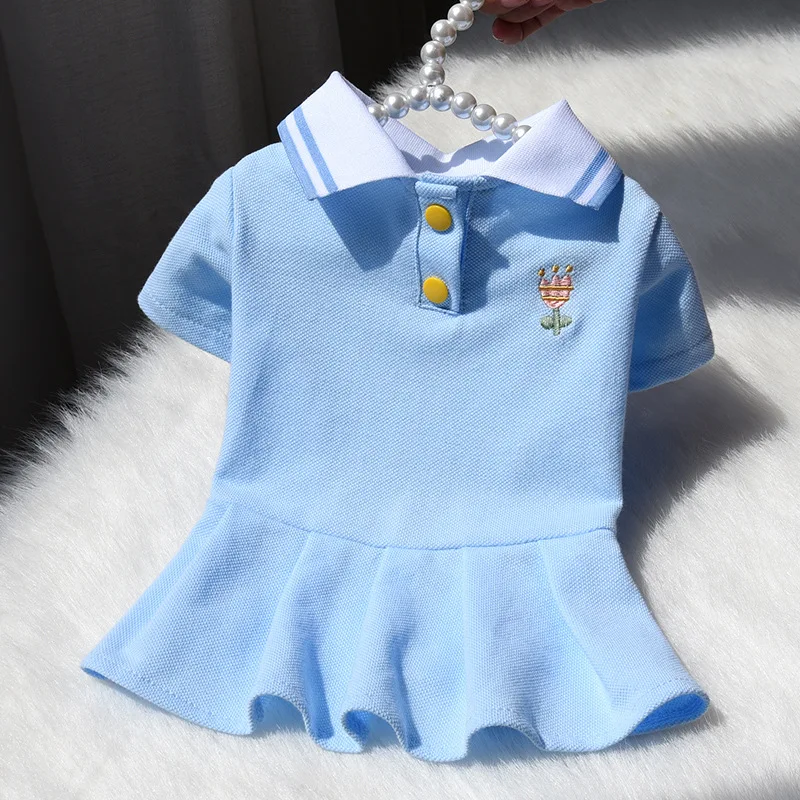 2021 Spring Summer Dresses for Small Dogs Puppy Clothes Cute Polo Student Cat Skirt Dress Princess Dog Clothing vestido perro