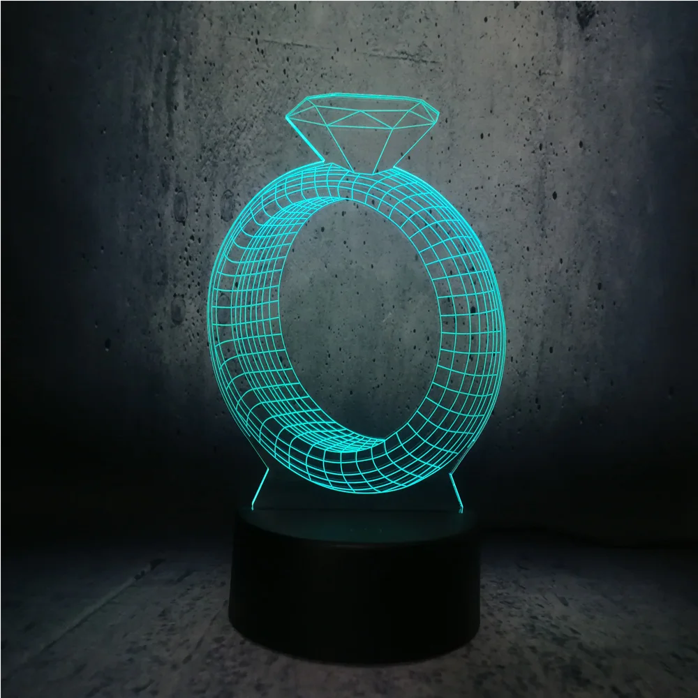 Новый Романтический дизайн кольца с бриллиантами 24 карата 3D USB Светодиодная