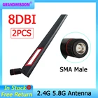 Двухдиапазонная Антенна GRANDWISDOM, 2 шт., 2,4g, 5,8g, 8dbi, sma, мужская, wlan, Wi-Fi, модуль iot, роутер, Антенна tp link с высоким коэффициентом усиления