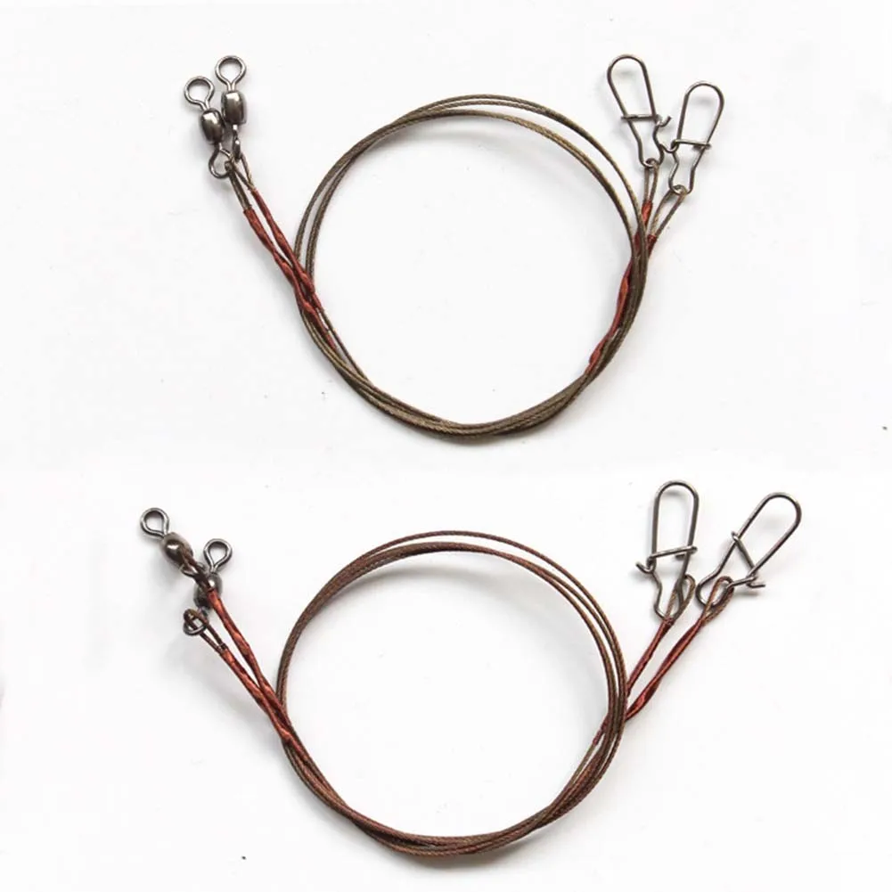 

2pcs / A Pack Fishing Line Steel Wire Leader With Snap & Swivels Wire Leadcore Leash 20/30/40cm Titanium Thread Anti-bite Thread