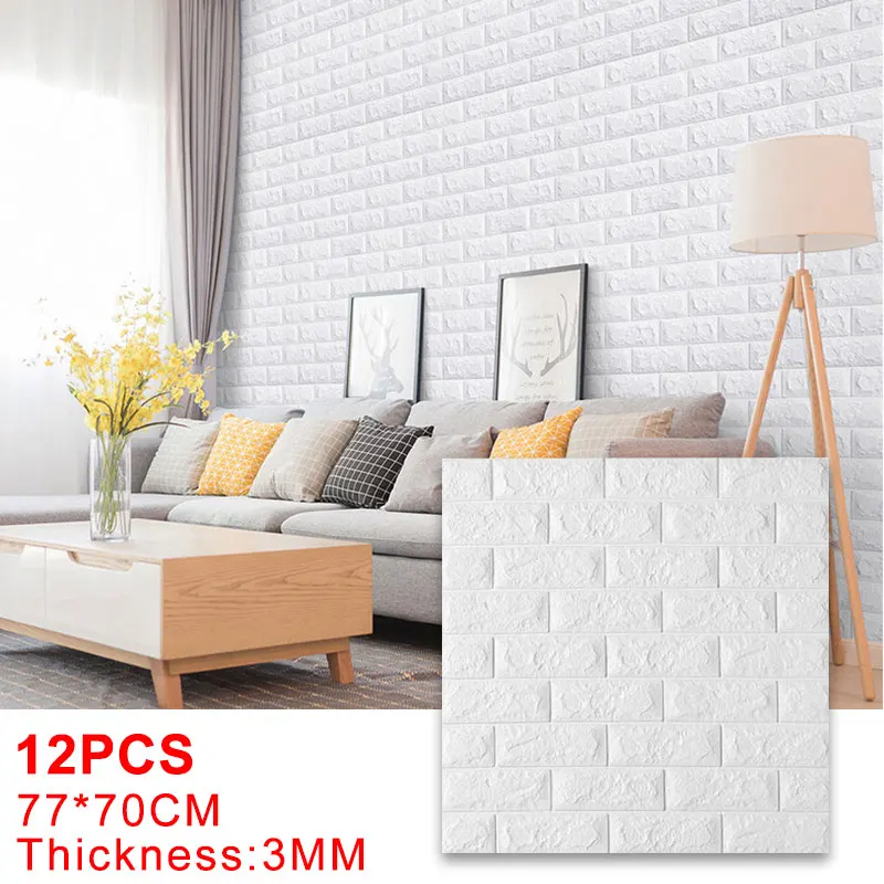 

12PCS Anti-Brick Wall Stickers Noise Reduction Soft Sticker TV Backdrop Wall Decoration DIY Foam Wallpapers