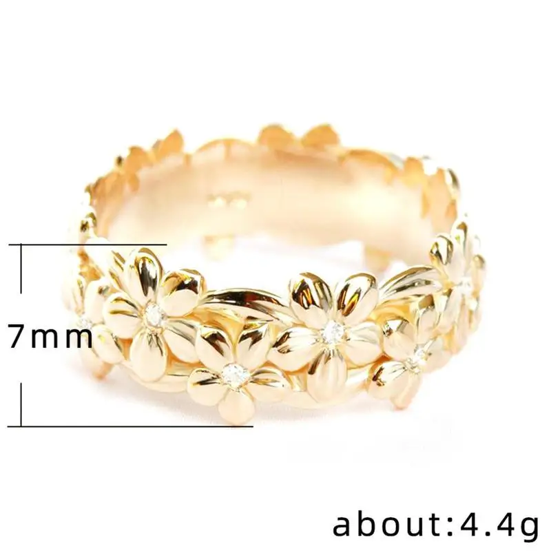

Copper Gold Plated Suspended Carved Flower Lady Ring European Gold Color Fashion Zircon Jewelry