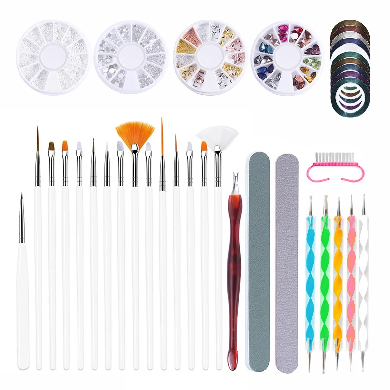 

Nail Art акриловые УФ-гель для ногтей строитель, с рисунком в виде картины DIY Рисунок Стразы бусинки нажмите с силой так комплектации набор кист...