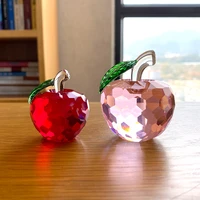 new year christmas gifts 40mm 80mm 3d crystal yellow apple paperweight figurine ornaments glass crafts office desktop decoration