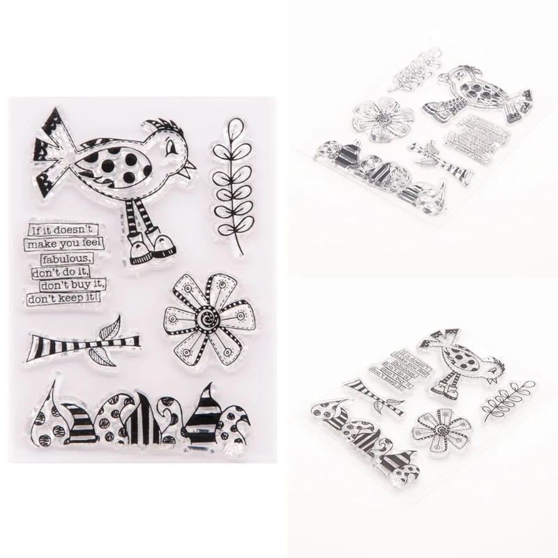 Силиконовая Прозрачная прокладка в виде птицы штамп для скрапбукинга