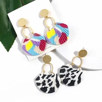 aensoa new handmade shell shape polymer clay earrings for women 2021 fashion statement pendant earrings jewelry gift wholesale