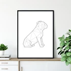 Абстрактный геометрический постер с изображением английского бульдога сидящего собаки, Минималистичная Настенная картина на холсте, декор для гостиной, подарок любимому питомцу