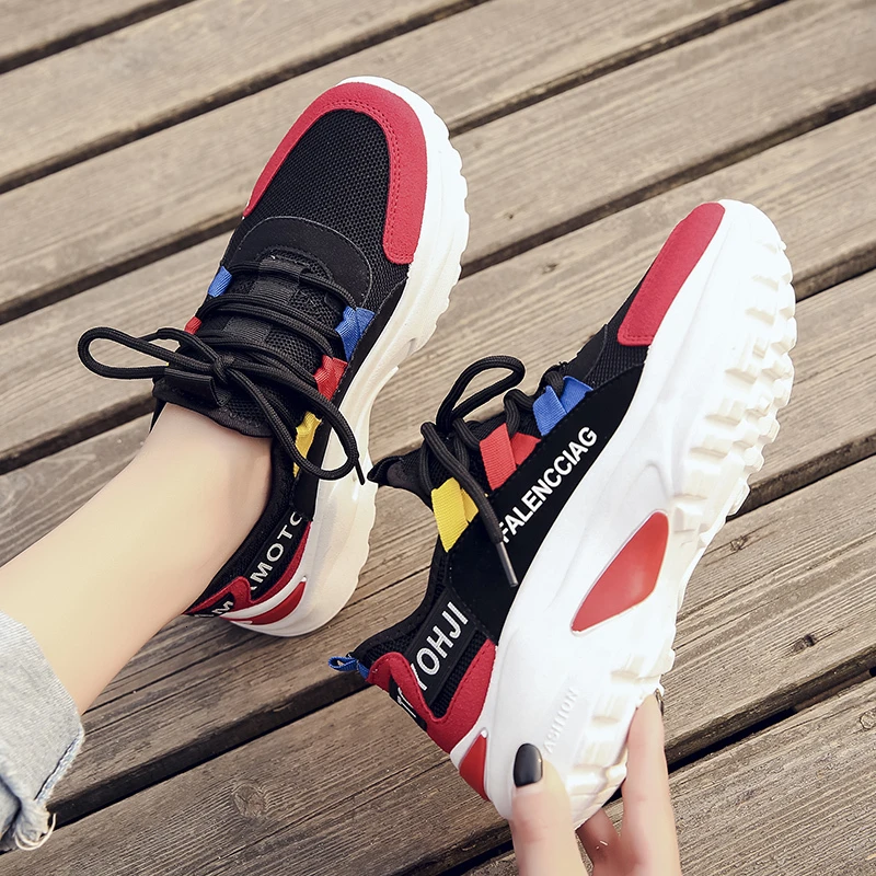 Женские кроссовки на массивном каблуке Модная Вулканизированная обувь Женская