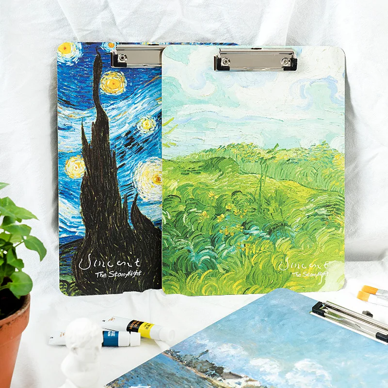 Folder for Documents Van Gogh Oil Painting Pattern Clip A4 Writing Board Drawing Pad Document Organizer | Канцтовары для офиса и