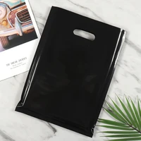 black plastic bag with handles for clothing 20x26 25x35 30x40 35x45cm thick shop gift shopping packaging storage pouches 10pcs