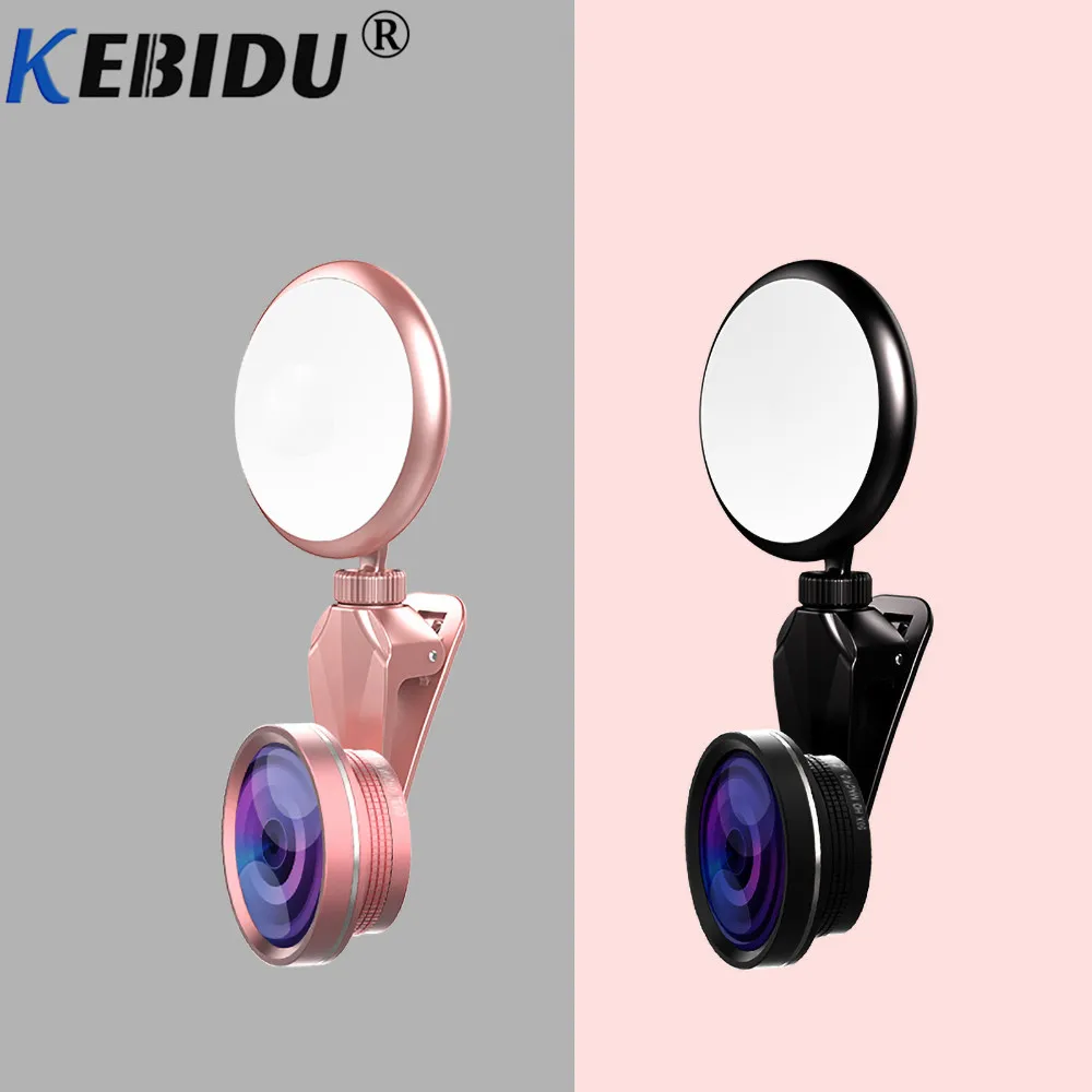 Kebidu Универсальный селфи кольцо свет HD рыбий глаз Широкоугольный макро объектив