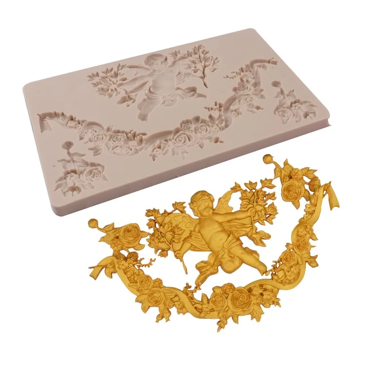 

Baroque Angel Lace Frame Silicone Mold Polymer Clay Molds for Gypsum and Concrete Cement Plaster Casting Epoxy Resin Mold Form