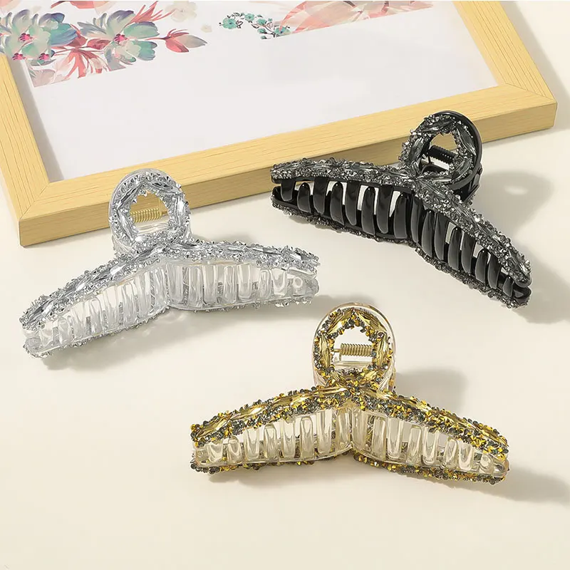 

Vintage Luxury Big Hair Clip Clamp Metal Rhinestone Baroque Hair Claws For Women Geometric Barrettes Girls Hair Accessories New