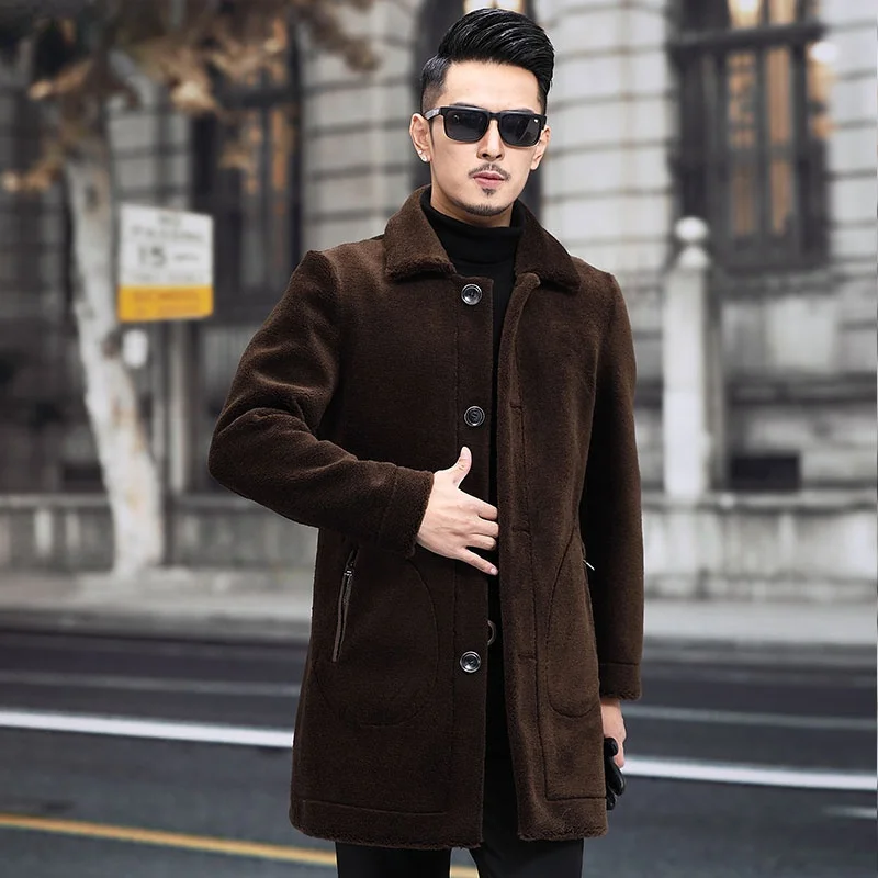 

Мужская теплая куртка из овчины, зимняя куртка из натуральной овчины, пальто из натурального меха ягненка, утепленная верхняя одежда, 5XL, H66, ...