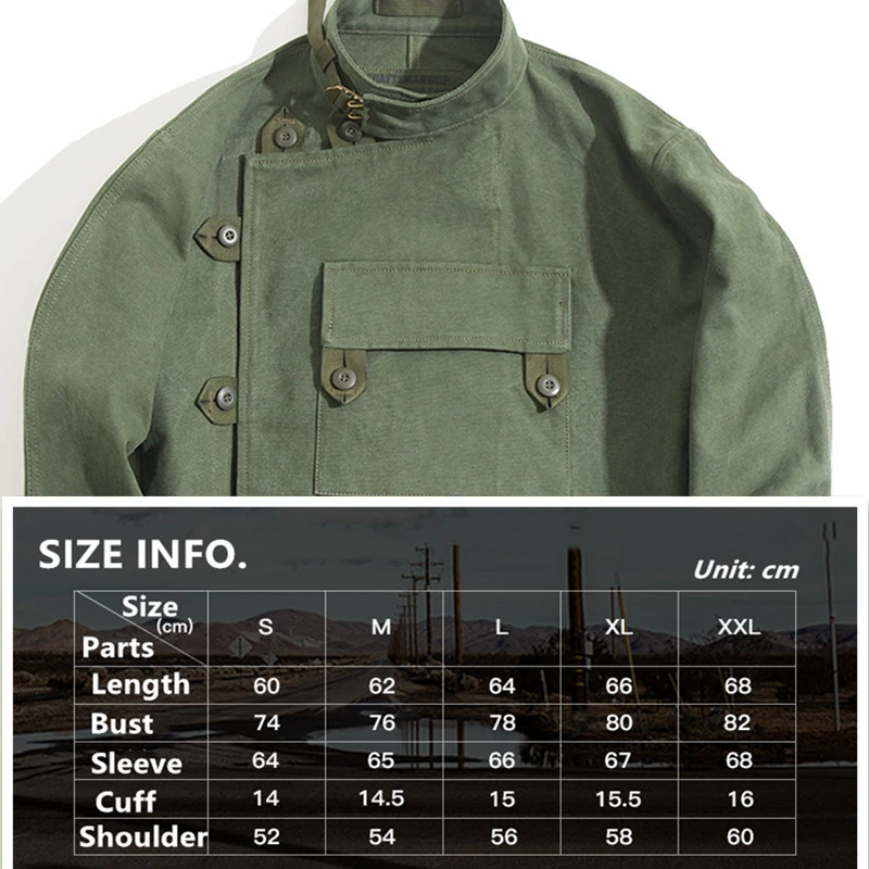 

Motorcycle Cycling Jacket Tops Outdoors Camping Running Hiking Combat Sport Climbing Ski Cotton Wash Water Army Green Coat Man