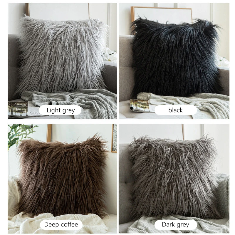 45x45 см Новый однотонный плюшевый чехол для подушки пушистая мягкая плюшевая