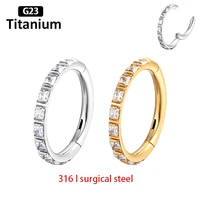 316 l surgical steel daith square zircon nose rings hight segment clicker septum piercing lip ear tragus helix cartilage earring