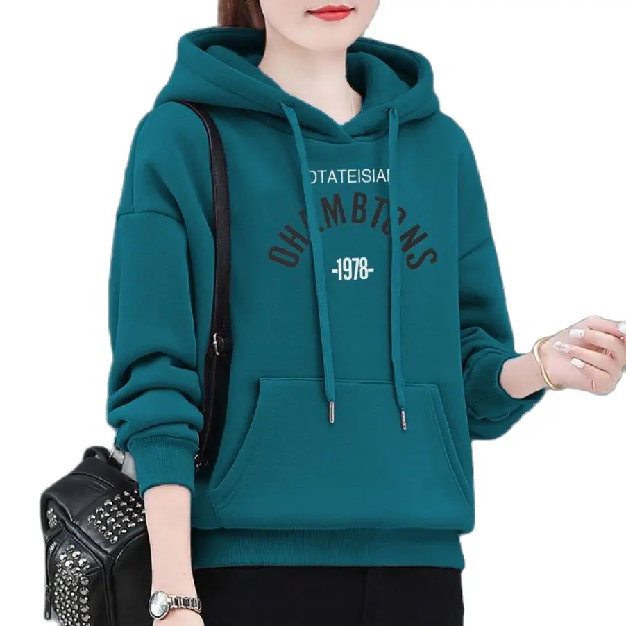 

2021 New Korean Ladies Pullover Hoodie Long Sleeve Harajuku Y2K Loose Pocket Casual Sweatshirt kawaii clothes