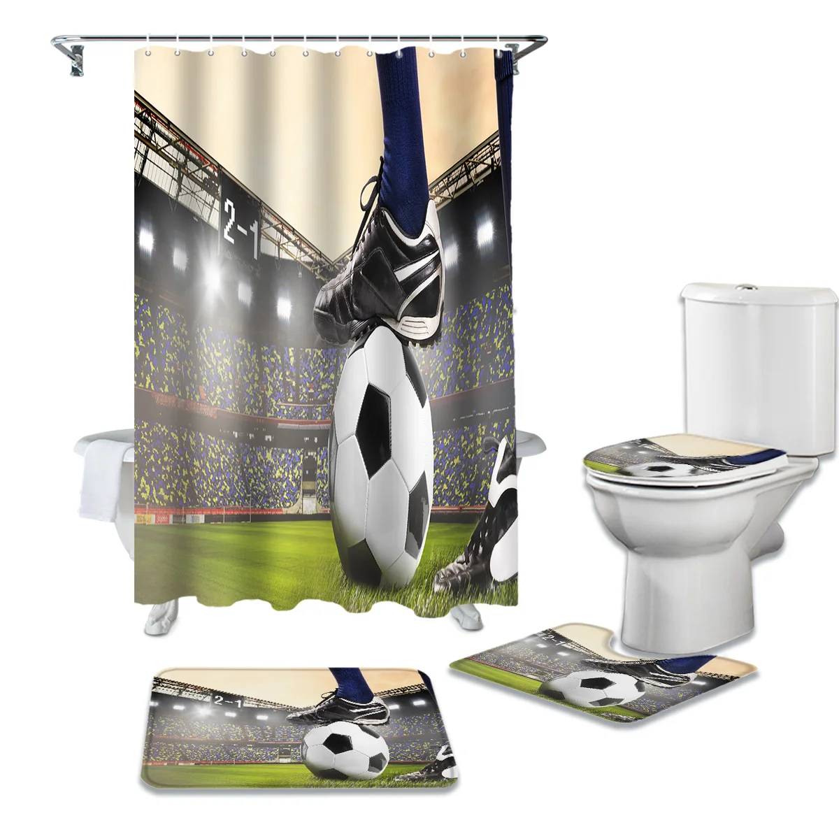 Гимназия футбольные мячи занавески для душа водонепроницаемый набор душевых