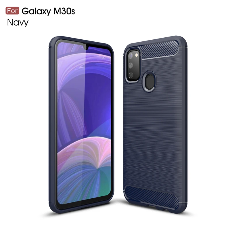 Blue Чехол для samsung Galaxy M30S чехол противоударный бампер чехол из углеродного волокна для samsung M30S чехол для Funda samsung Galaxy M30S чехол - Цвет: Blue