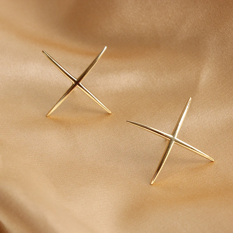 

Simple cross copper accessories metal earrings jewelry women's summer earrings party gift