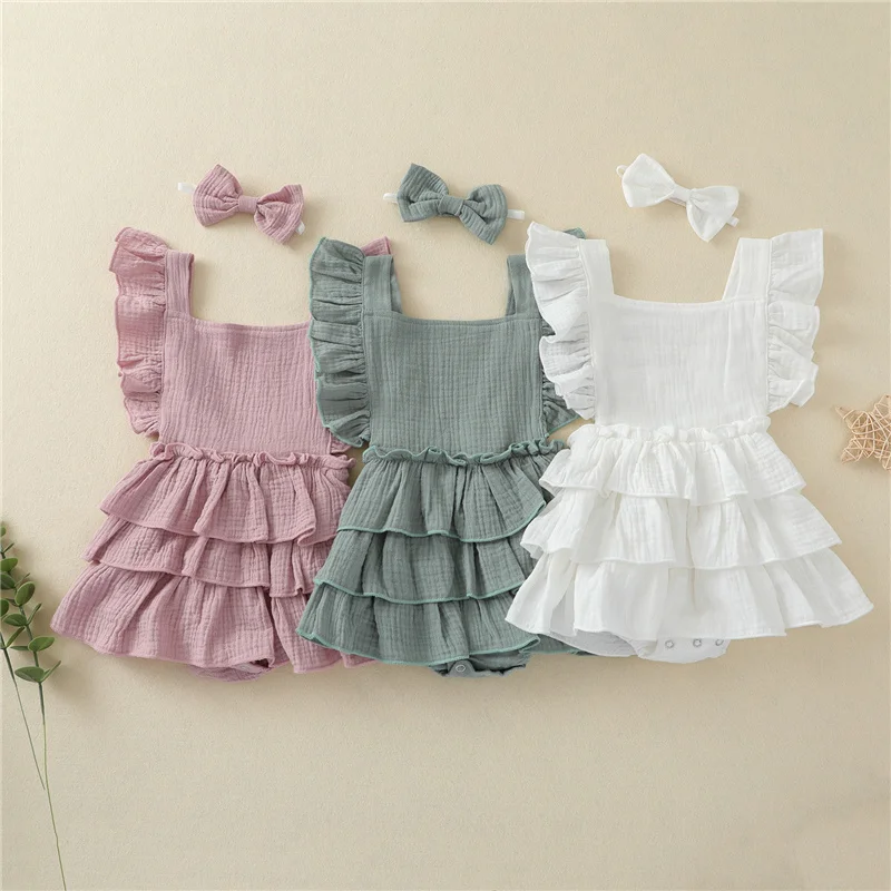 

Хлопковый костюм из 2 предметов для маленьких девочек, однотонные цветные наряды для новорожденной девочки, для маленькой девочки, летняя и ...