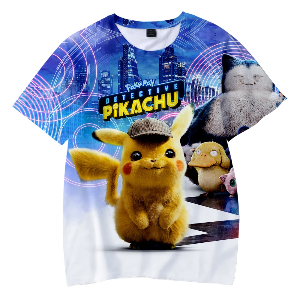 Новинка милая детская одежда с 3D принтом из мультфильма Покемон детектива Пикачу