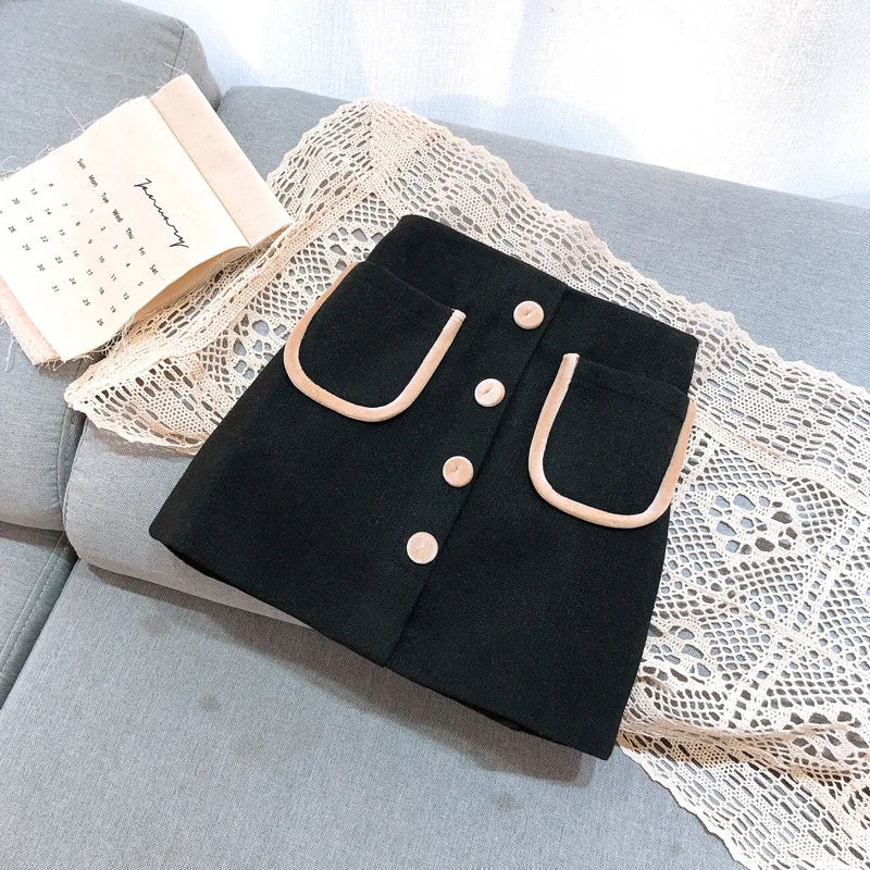 

Baby Girl Skirts Autumn Winter Baby Girl Clothes 12M-8Y Toddler Girl A-Line Skirt Girls Button Kids Skirt Children's Clothing