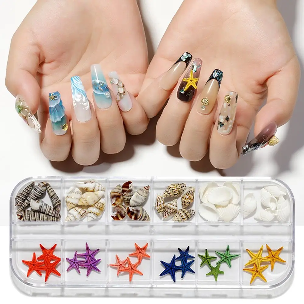 

Ocean Style Rhinestone Abalone Slices And Shells Art Starfish Conch Nail Decoration Nail Accessories Tools Beauty