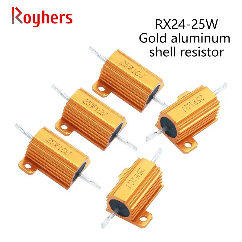 

RX24-25W Gold Aluminum Shell High Power Resistance 1R/2R/3R/5R/10R/1K/2K/5K/10K/100K
