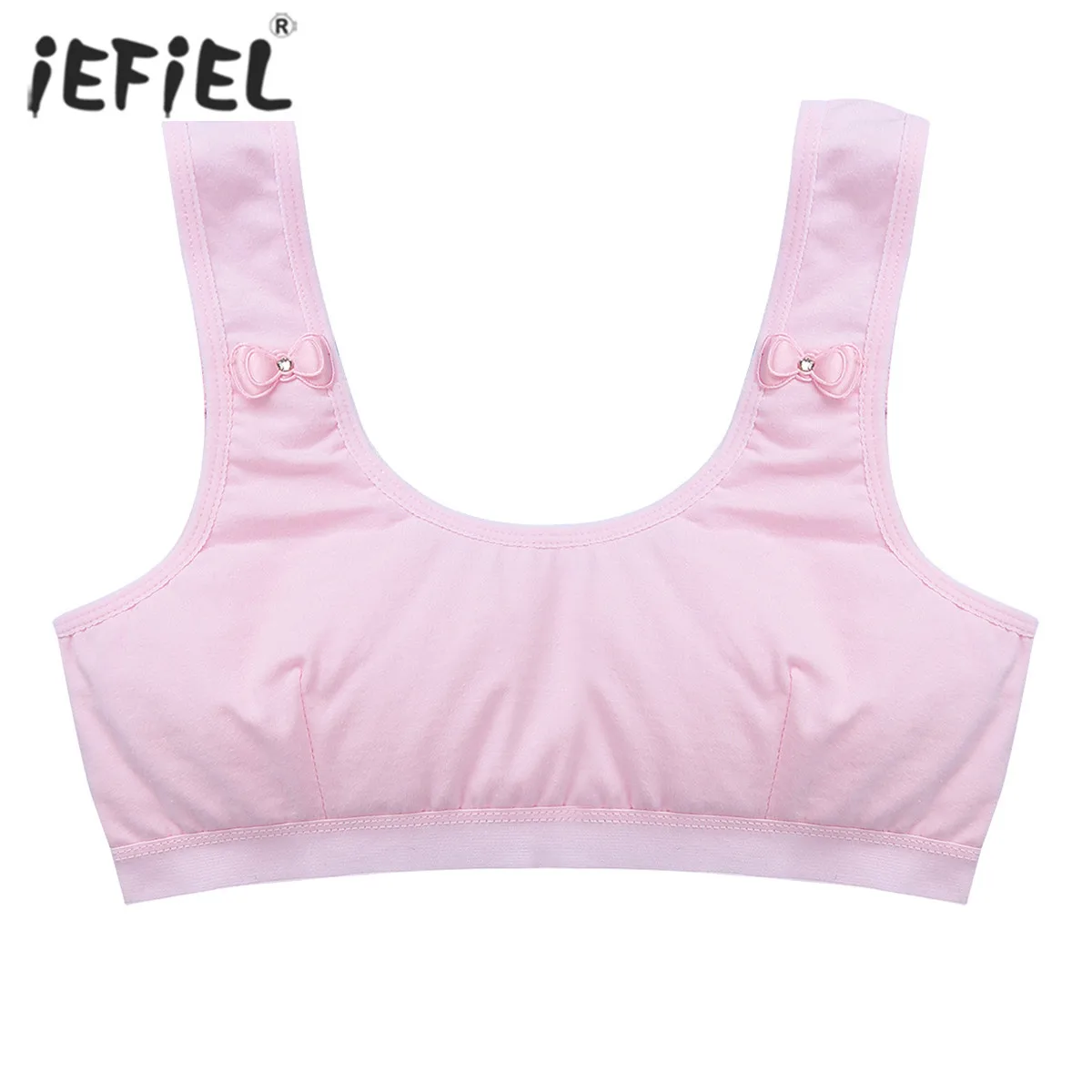 Спортивные бюстгальтеры для девочек милые хлопковые ярких цветов с бантиками