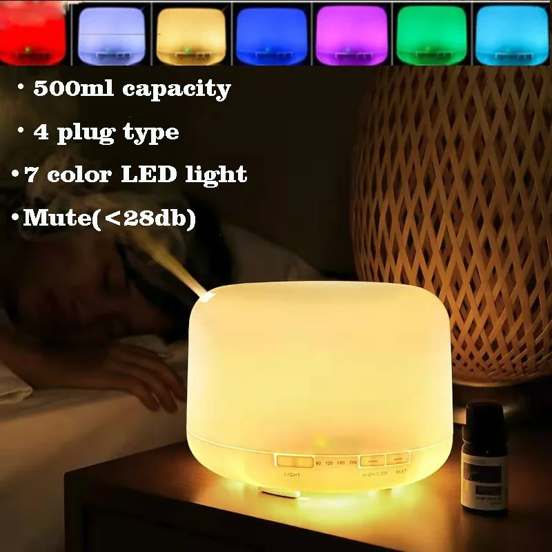 

Aromatherapy Essential Oil Diffuser 500ml Capacity LED Nignt Light Ultrasonic Air Humidifier Classic Aroma Machine Mist Maker