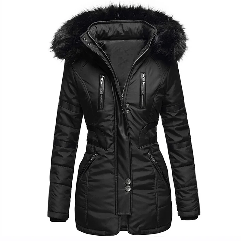 Демисезонный куртка Женская парка пальто меховой воротник обтягивающий жакет