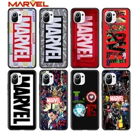 marvel logo cool for xiaomi mi 11 10t note 10 ultra 5g 9 9t se 8 a3 a2 a1 6x pro play f1 lite 5g black phone case
