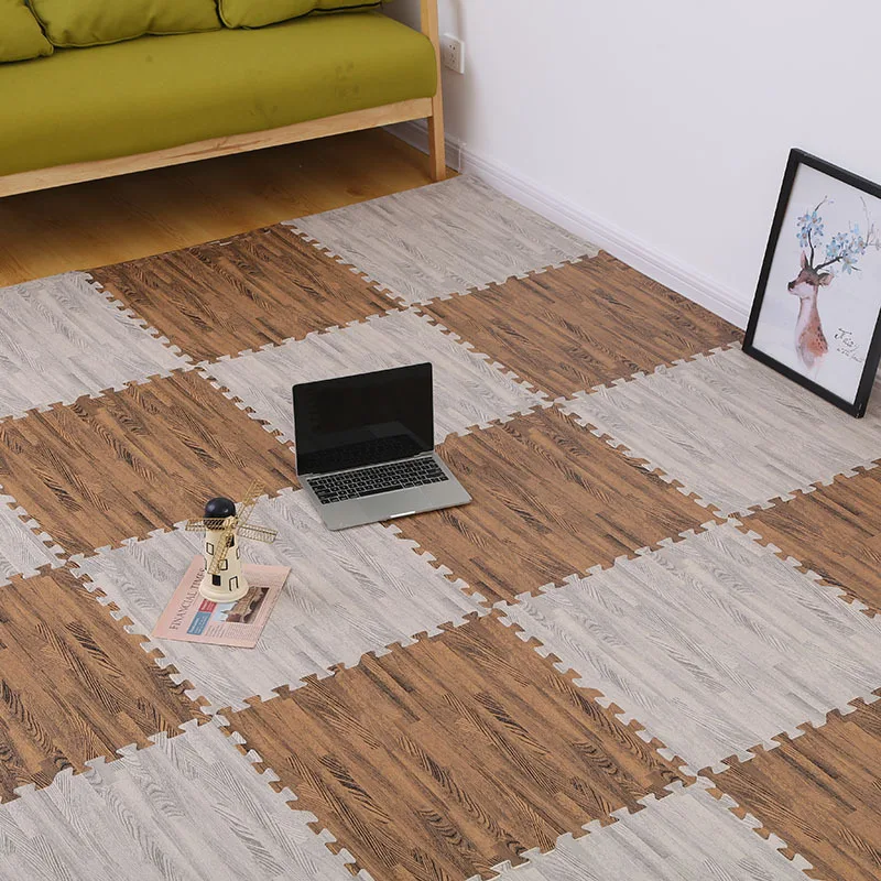 Wood Grain Puzzle Floor Foam Carpet Bedroom Splicing Mat Baby Play Interlocking Exercise Tiles 10Pcs/set 30*30cm |
