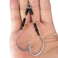 20 pairspack double barbed assist hooks bkk fishing hooks pesca saltwater jigging hooks carbon stainless wire jig lure hooks