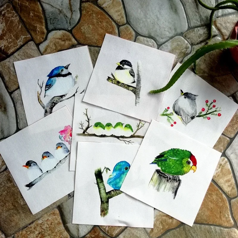 7 шт. ткани с птицами 15 х15 см|Ткань| |