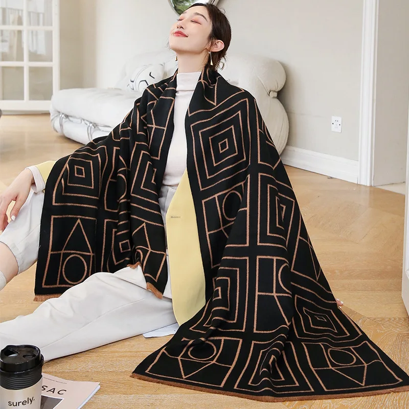 

Luxury Brand Winter New Female Scarves Cashmere Pashmina Warm Women Shawl Double-sided Oversize Ladies Scarf Bufanda Mujer