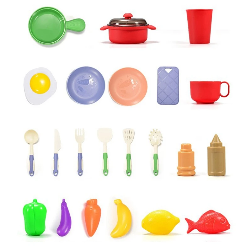 

Kids Kitchen Playset with Music & Lights Play Sink with Running Water