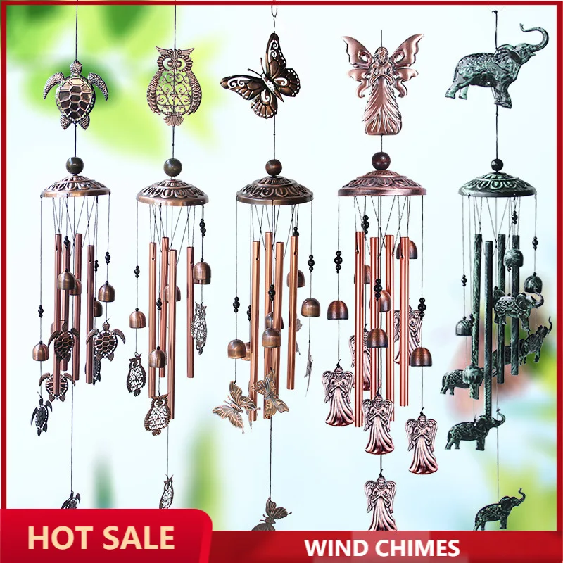 

European and American Retro Metal Butterfly Iron Wind Chimes Home Garden Decoration Red Copper Outdoor Ornaments Animals